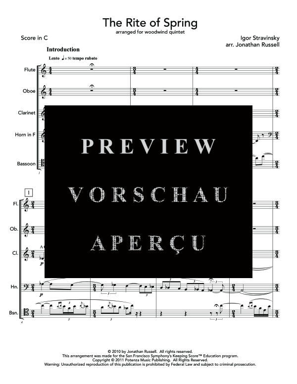 Produktgalerie: Seite 5 von 11 Rite of Spring for, The , , (Holzbläser Quintett)