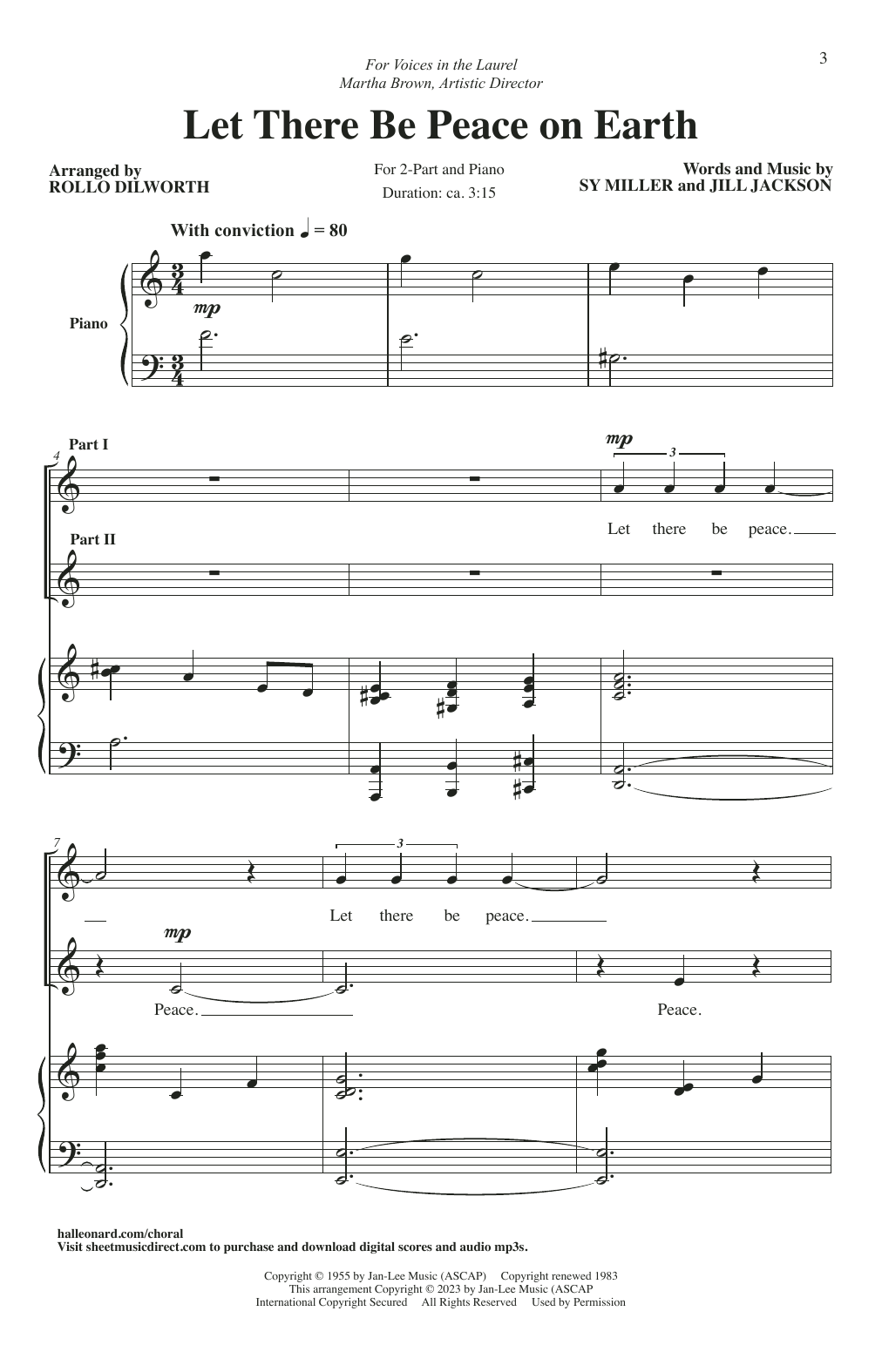 Product picture to: Let There Be Peace On Earth (arr. Rollo Dilworth)