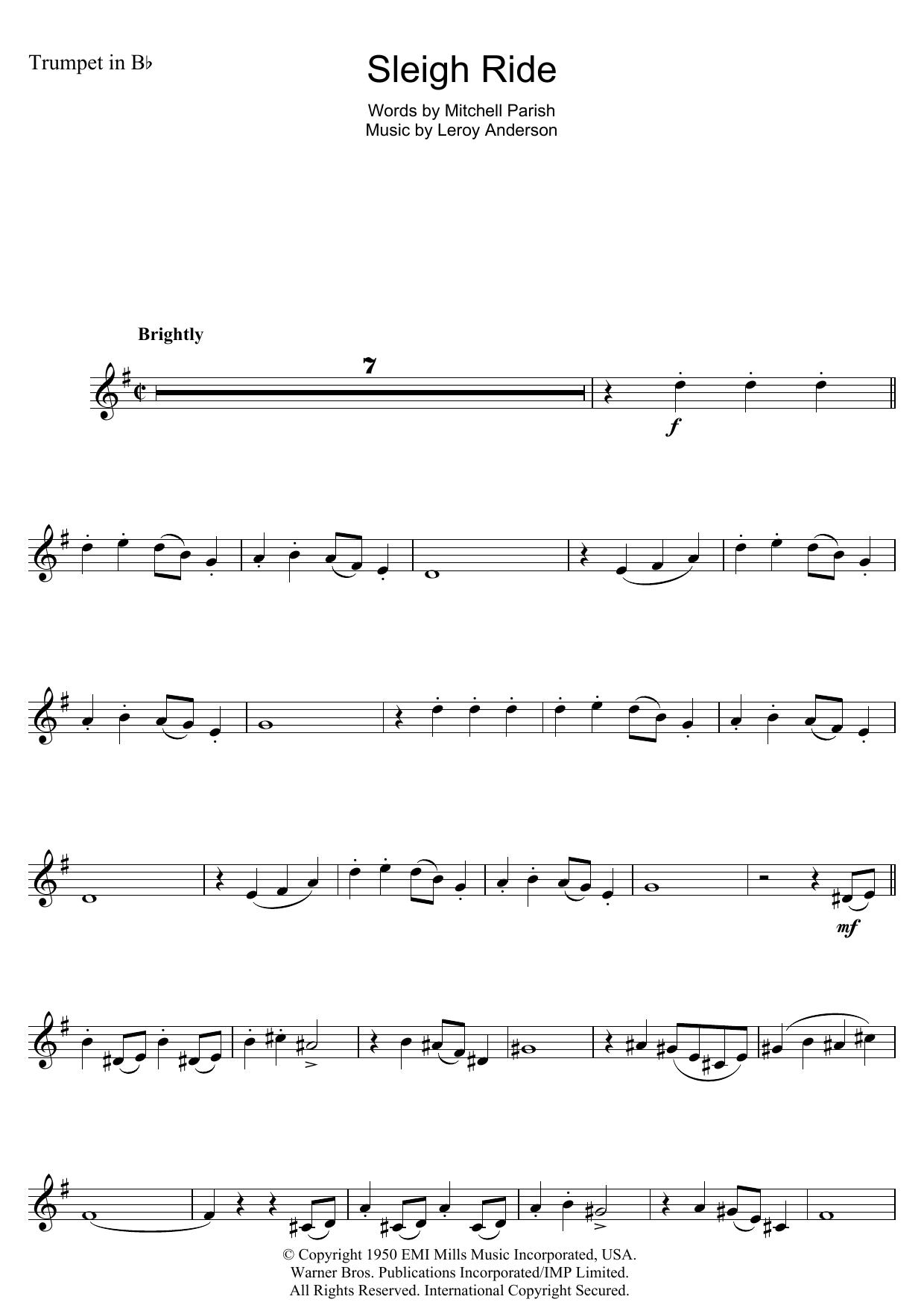 Produktgalerie: Seite 1 von 1 Sleigh Ride, Leroy Anderson, Trompete