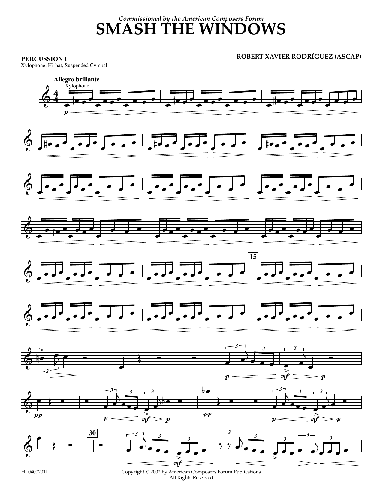 Produktgalerie: Seite 1 von 1 Smash the Windows - Percussion 1, Robert Xavier Rodríguez, Ensemble