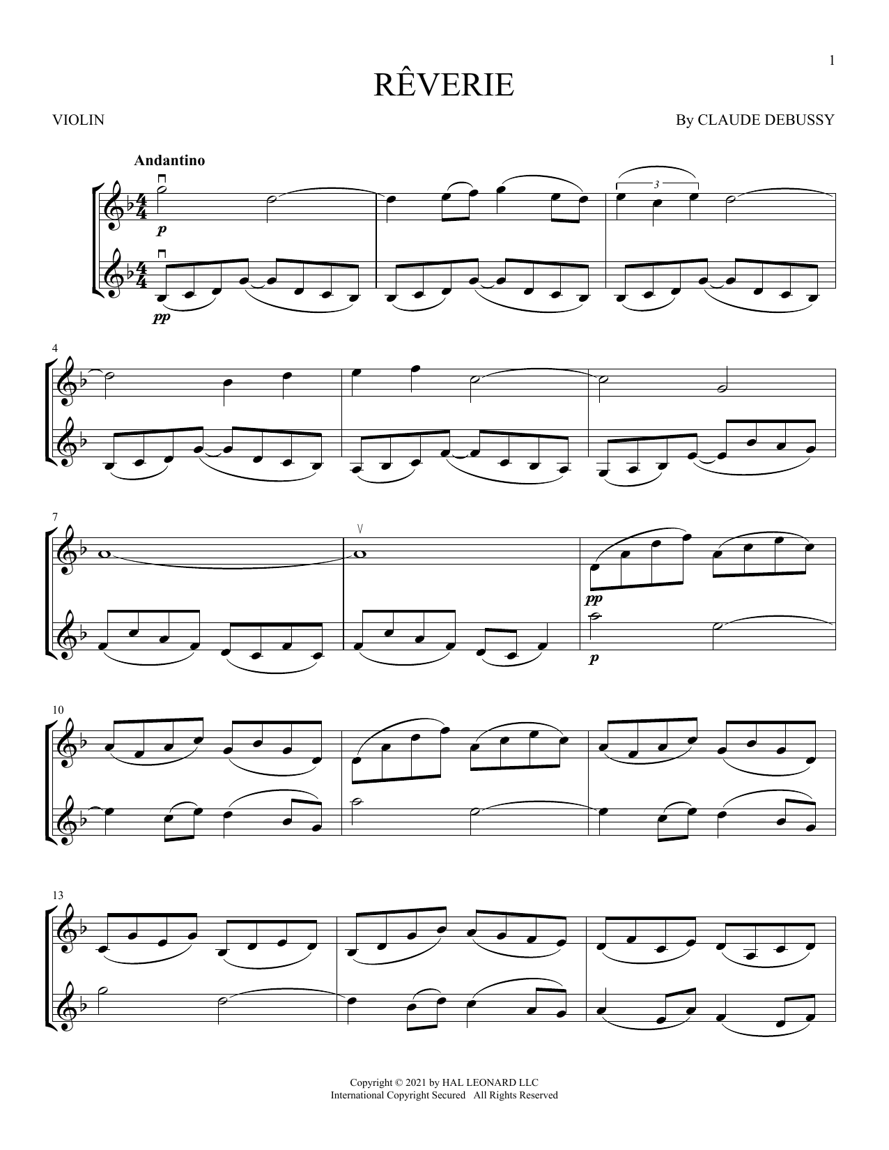 Product gallery: Page 1 of 1 Reverie, Claude Debussy