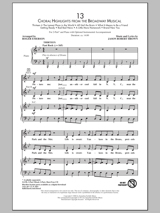 Product picture to: 13 (Choral Highlights From The Broadway Musical) (arr. Roger Emerson) - Drums
