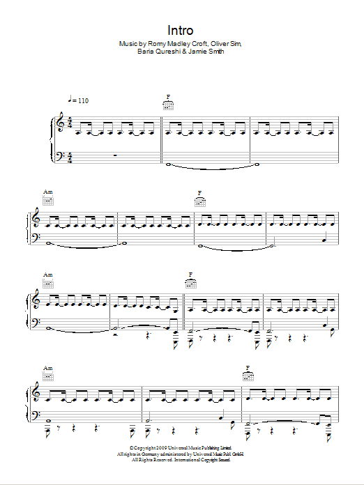 Produktgalerie: Seite 1 von 1 Intro, The XX, Gesang, Gitarre, Klavier
