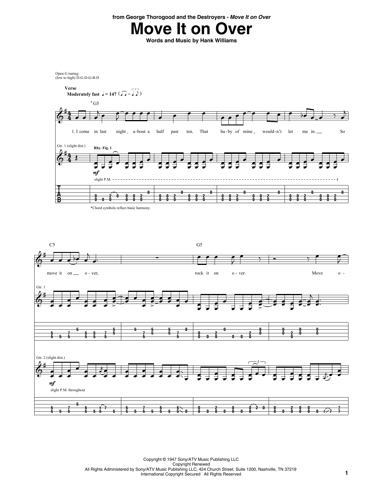 Product gallery: Page 1 of 1 Move It On Over, Hank Williams