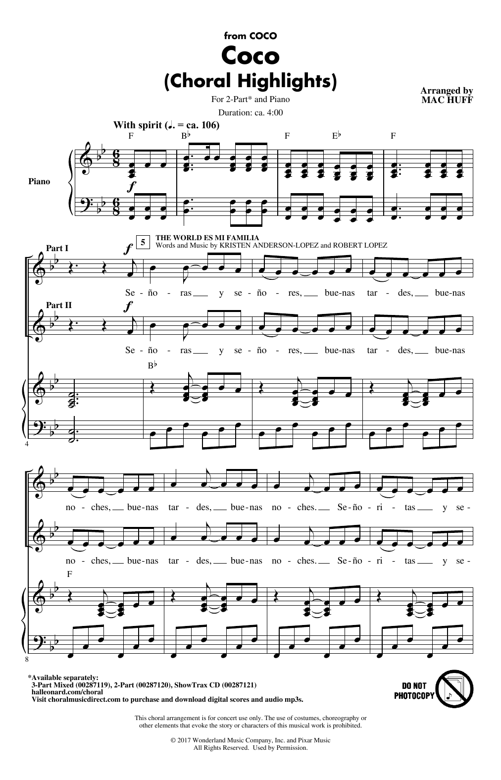 Product picture to:  Coco (Choral Highlights) - Mac Huff