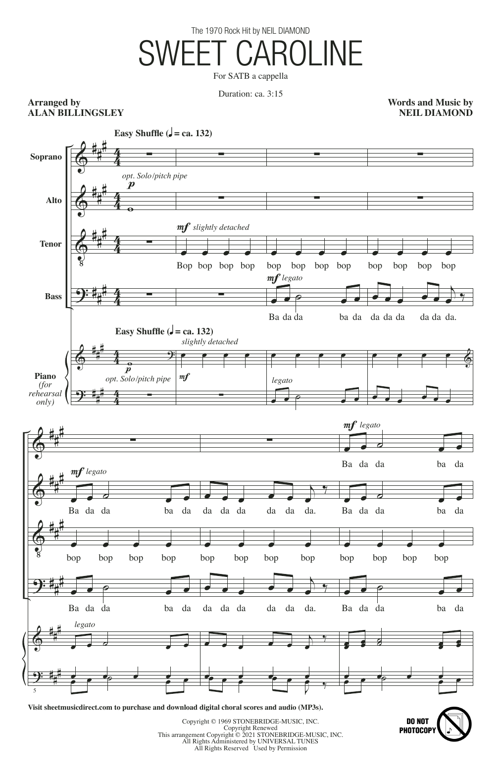 Produktgalerie: Seite 1 von 1 Sweet Caroline (arr. Alan Billingsley), Neil Diamond, Chor