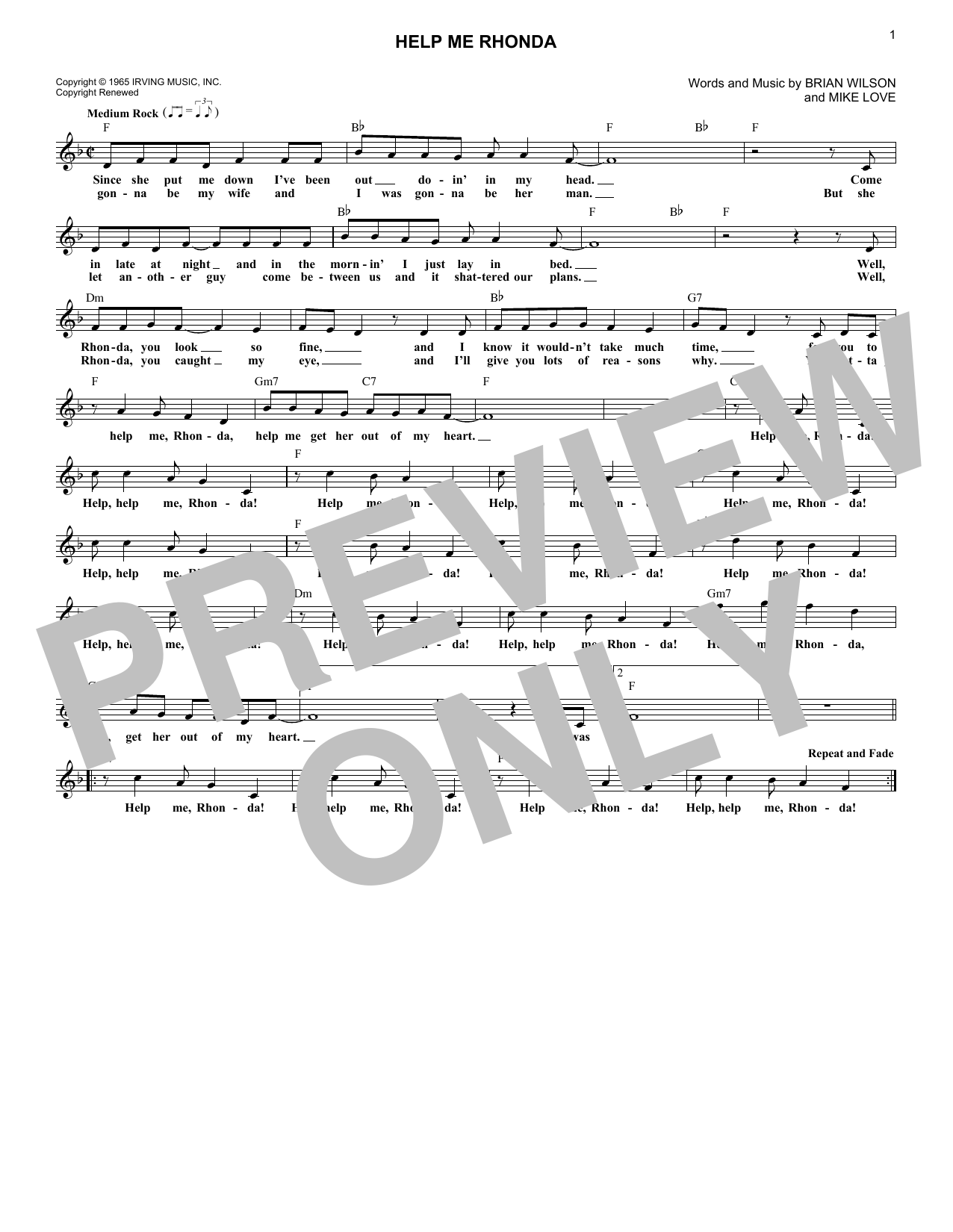 Produktgalerie: Seite 1 von 1 Help Me Rhonda, The Beach Boys, Melodieinstrument