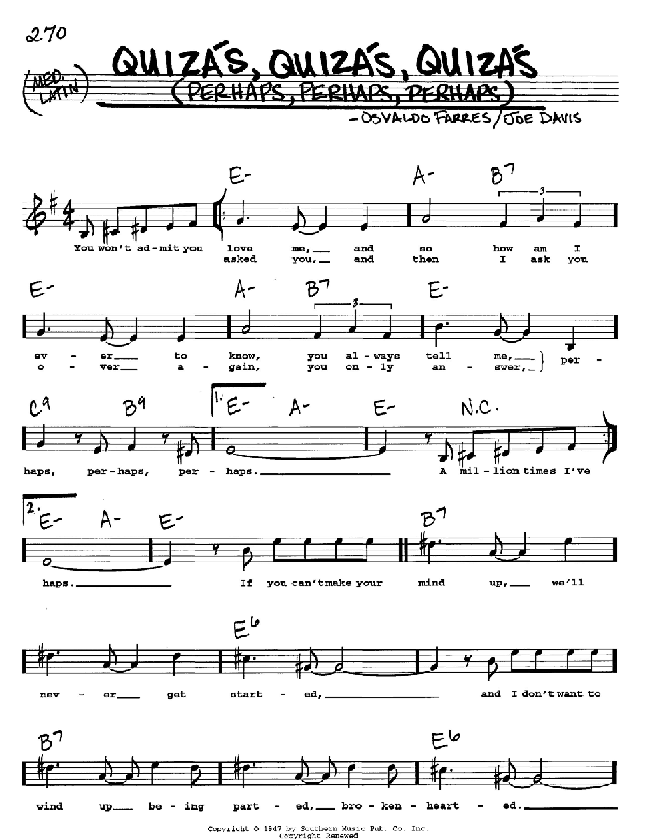 Produktbild zu:  Quizas, Quizas, Quizas (Perhaps, Perhaps, Perhaps) - Osvaldo Farres