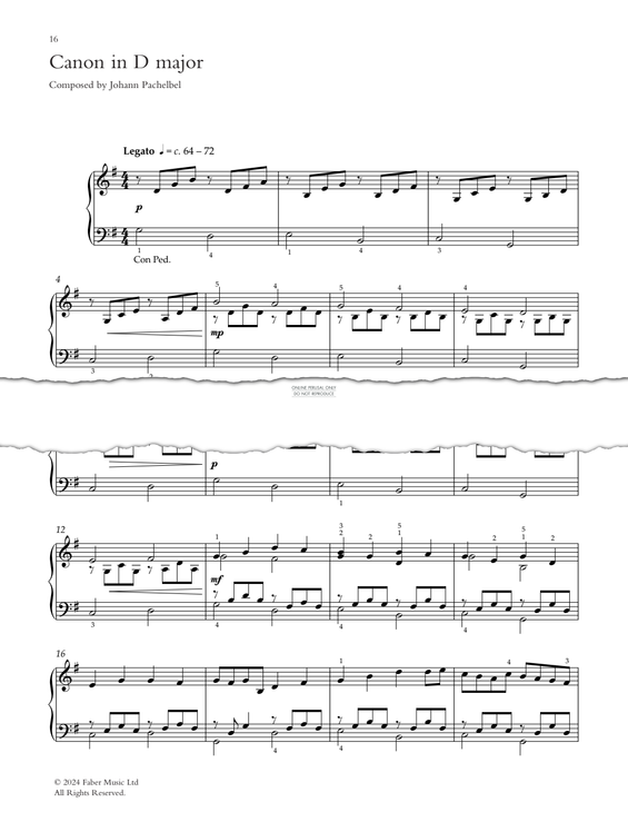 Produktgalerie: Seite 1 von 1 Canon in D Major, Johann Pachelbel, Klavier