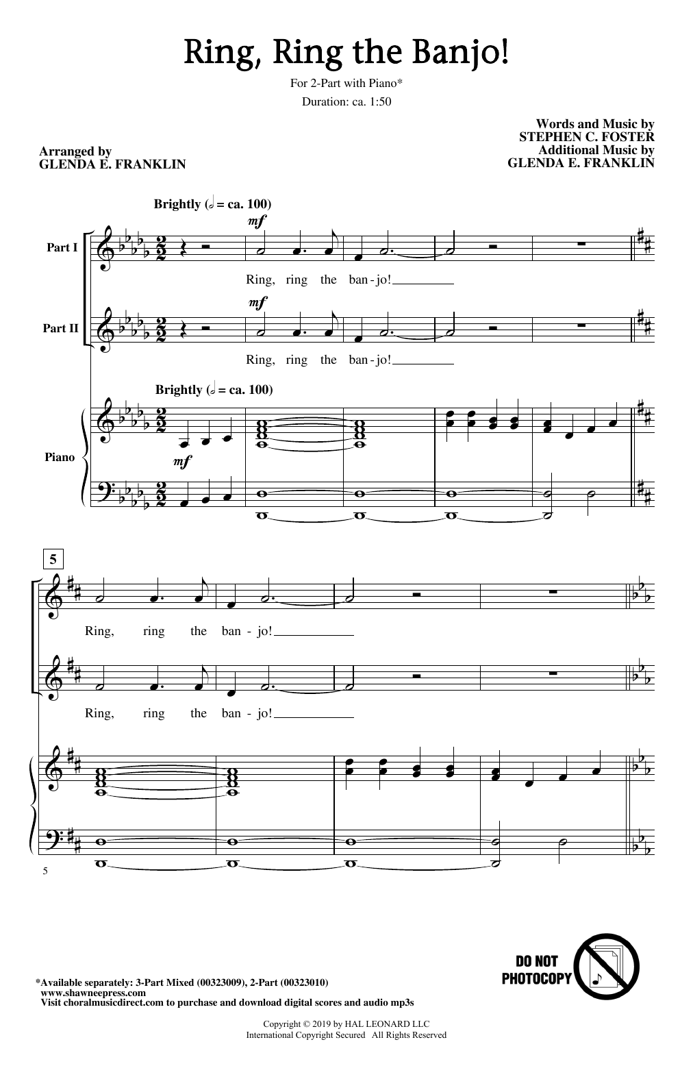 Product gallery: Page 1 of 1 Ring, Ring The Banjo! (arr. Glenda E. Franklin), Stephen C. Foster