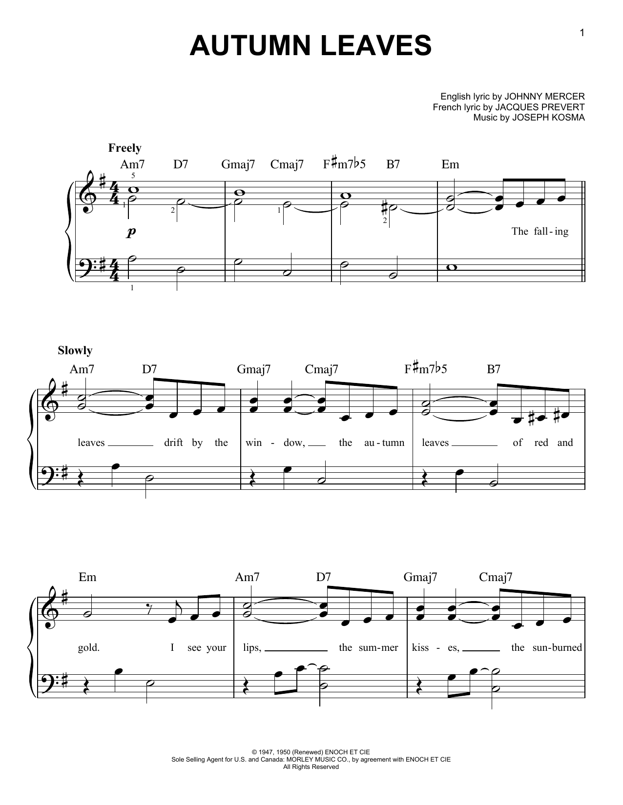 Produktgalerie: Seite 1 von 1 Autumn Leaves, Johnny Mercer, Klavier
