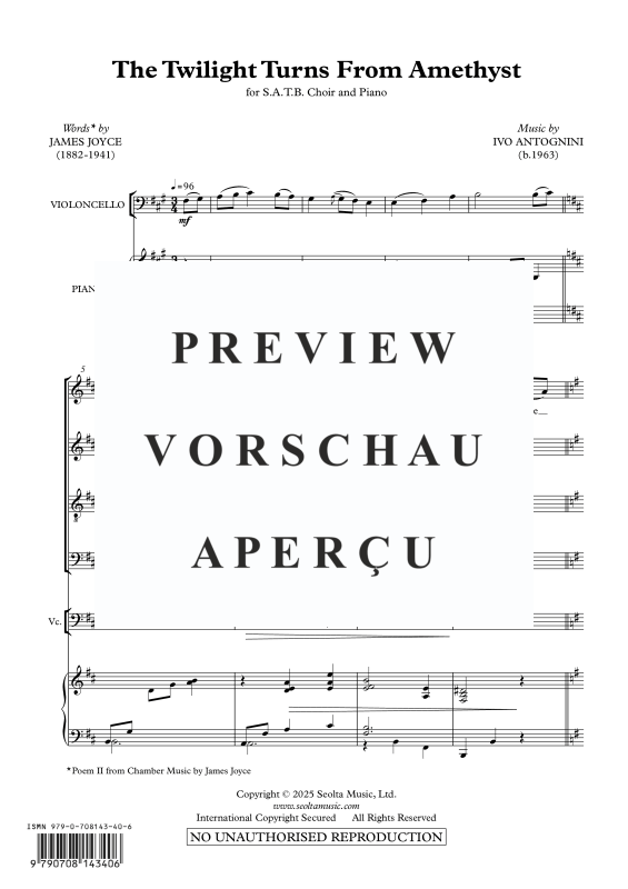 Produktgalerie: Seite 2 von 11 The Twilight turns from Amethyst, , Gemischter Chor, Cello und Klavier