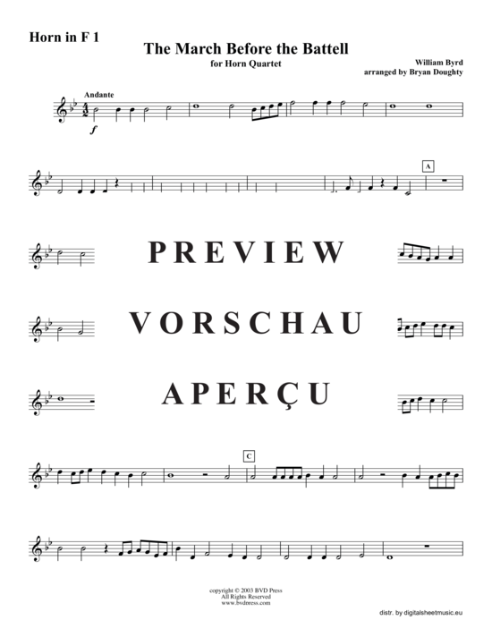 Produktgalerie: Seite 5 von 12 March Before the Battell , William Byrd (arr. Doughty), (Horn Quartett)