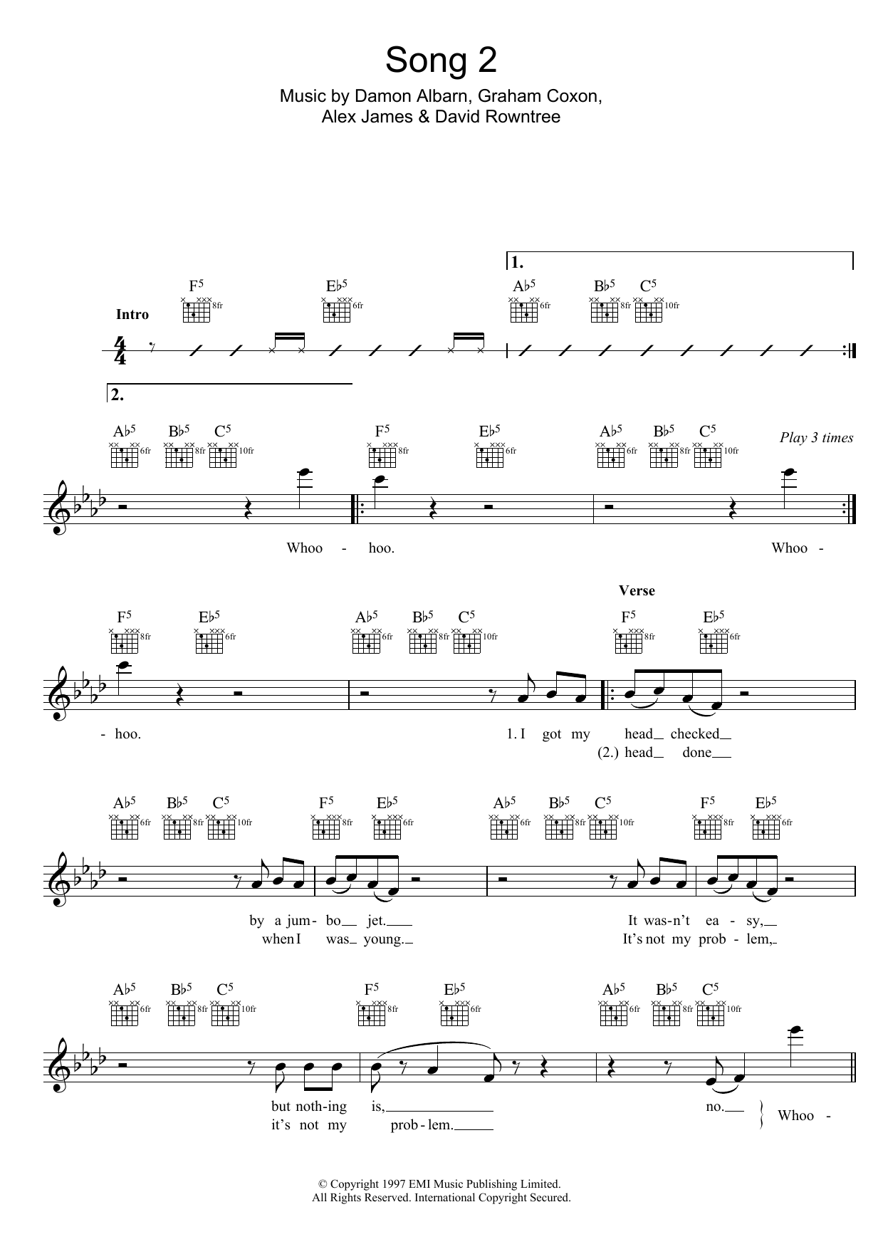 Produktgalerie: Seite 1 von 1 Song 2, Blur, Melodieinstrument