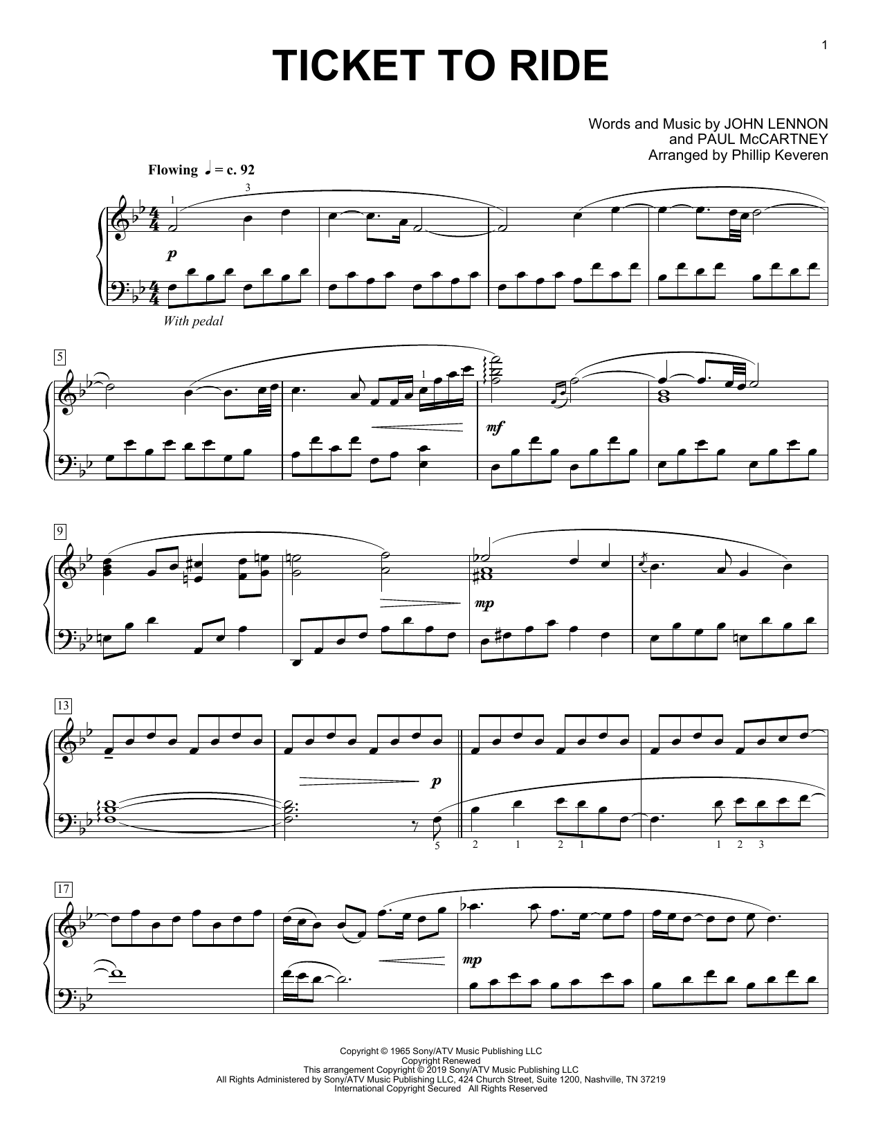 Produktbild zu: Ticket To Ride (arr. Phillip Keveren)