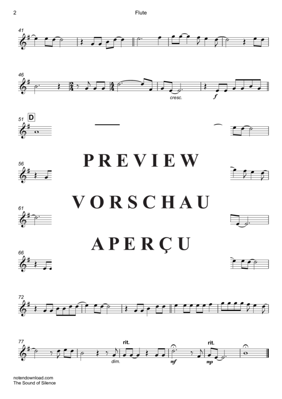 Produktgalerie: Seite 7 von 17 The Sound of Silence , Simon & Garfunkel, (Holzbläser Quintett/Ensemble)