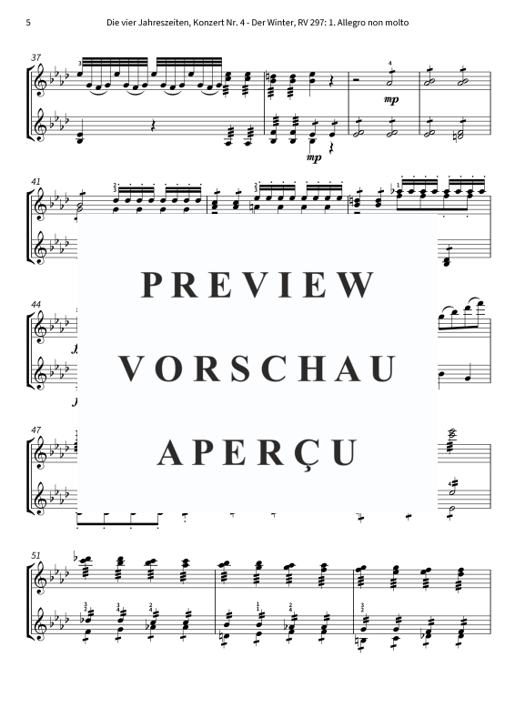 Produktgalerie: Seite 7 von 8 Die vier Jahreszeiten, Konzert Nr. 4 - Der Winter - 1. Allegro non molto, The Twiolins, (Duett 2x Violine)