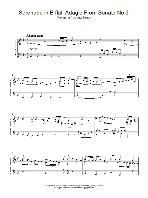 Product gallery: Page 1 of 1 Serenade in B flat: Adagio From Sonata No.3, Various