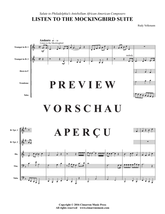 Produktgalerie: Seite 3 von 21 Listen to the Mockingbird Suite , , (Blechbläserquintett)