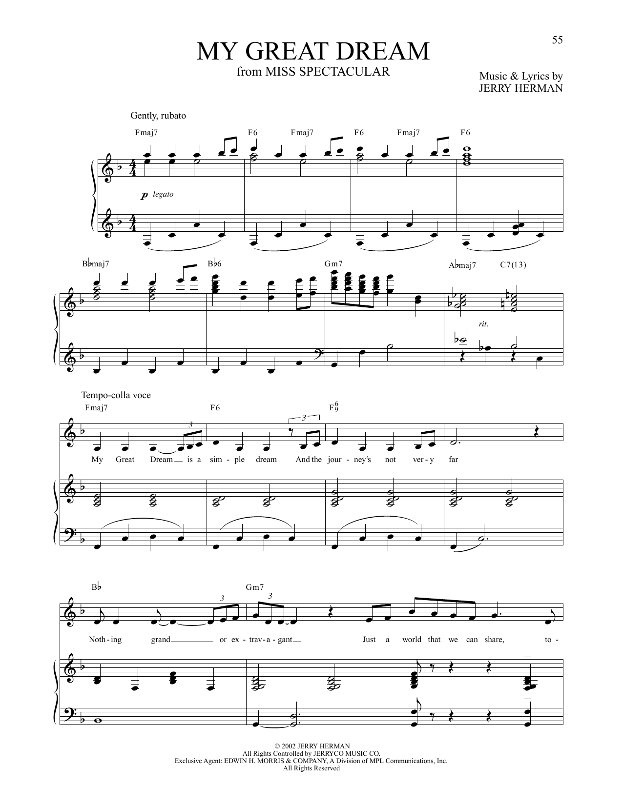 Produktgalerie: Seite 1 von 1 My Great Dream (from Miss Spectacular), Jerry Herman, Gesang, Klavier