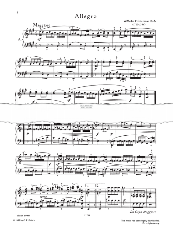 Produktgalerie: Seite 1 von 1 Allegro A-major, Wilhelm Friedemann Bach, Klavier