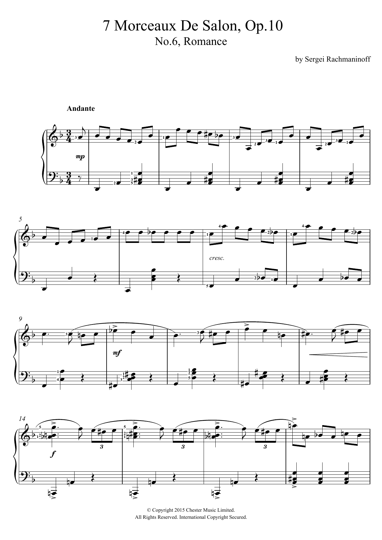 Product picture to: Romance (No.6 From 7 Morceaux De Salon, Op.10)