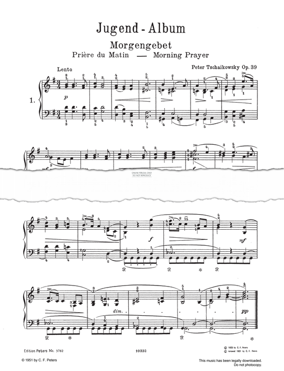 Produktgalerie: Seite 1 von 1 Morgengebet, Pyotr Ilyich Tchaikovsky, Klavier