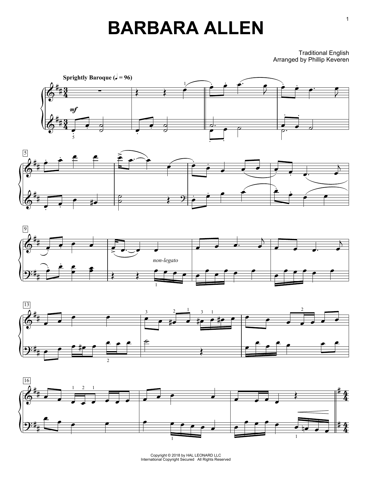 Product picture to: Barbara Allen [Classical version] (arr. Phillip Keveren)