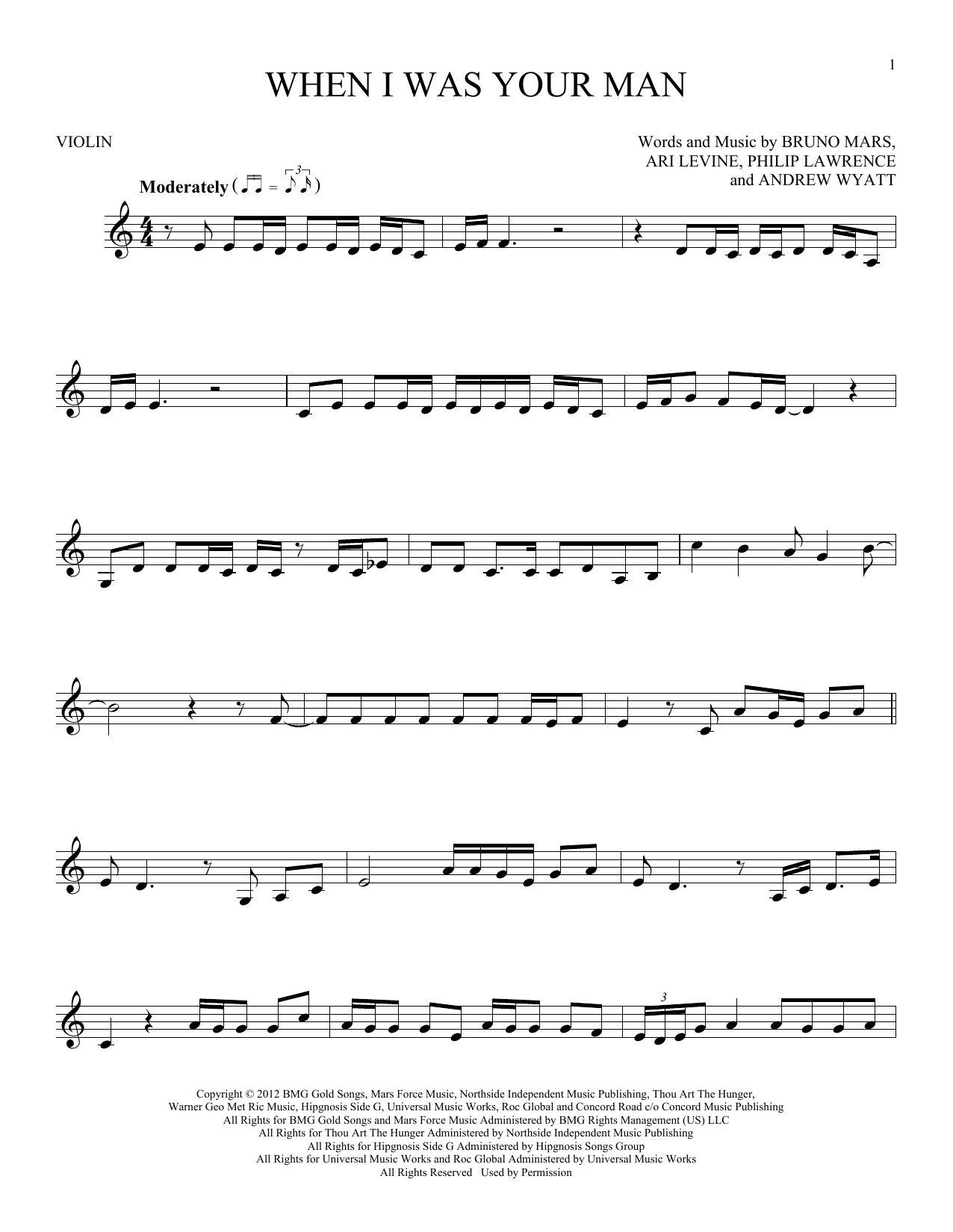 Product gallery: Page 1 of 1 When I Was Your Man, Bruno Mars