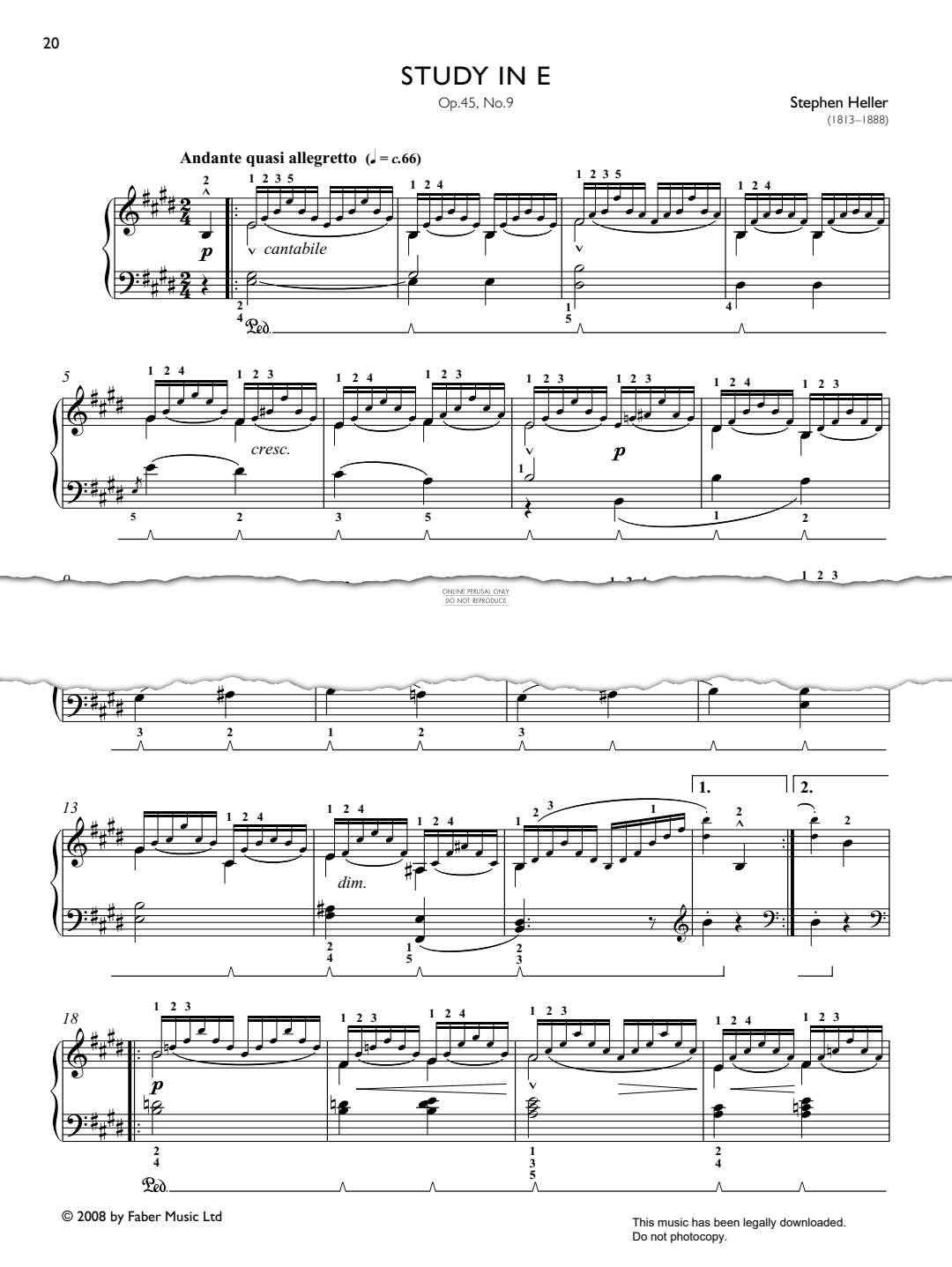 Product picture to: Study in E Op. 45, No. 9 (from Real Repertoire Studies Grades 6-8)