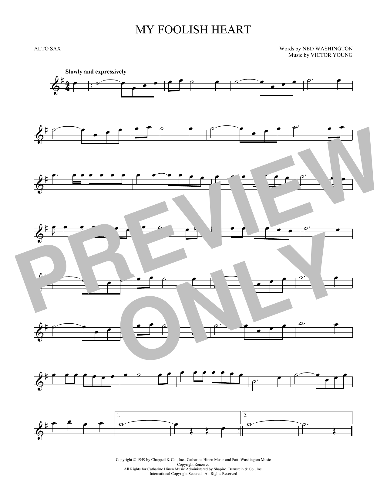 Product picture to:  My Foolish Heart - Ned Washington & Victor Young