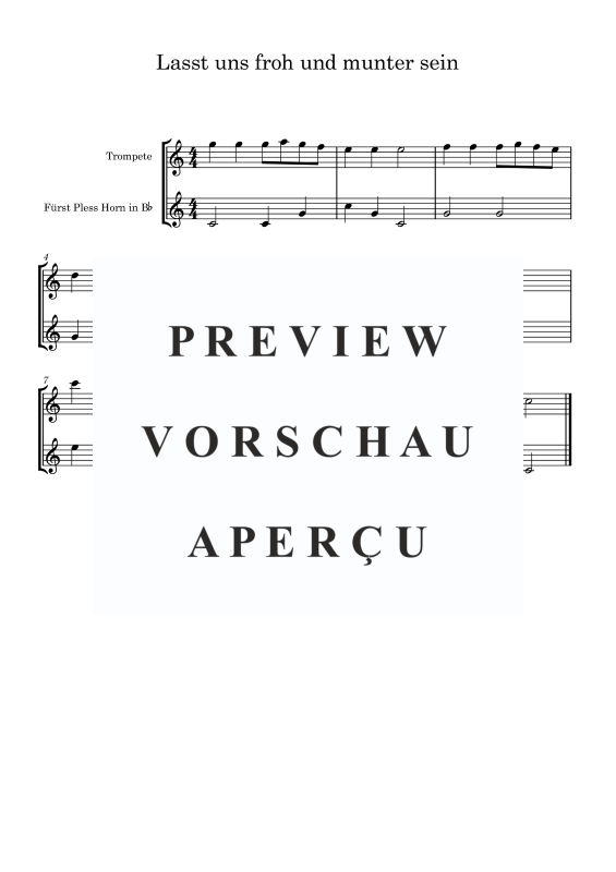 gallery: Lasst uns froh und munter sein, , Duett für Trompete in B und Plesshorn/Trompete in B