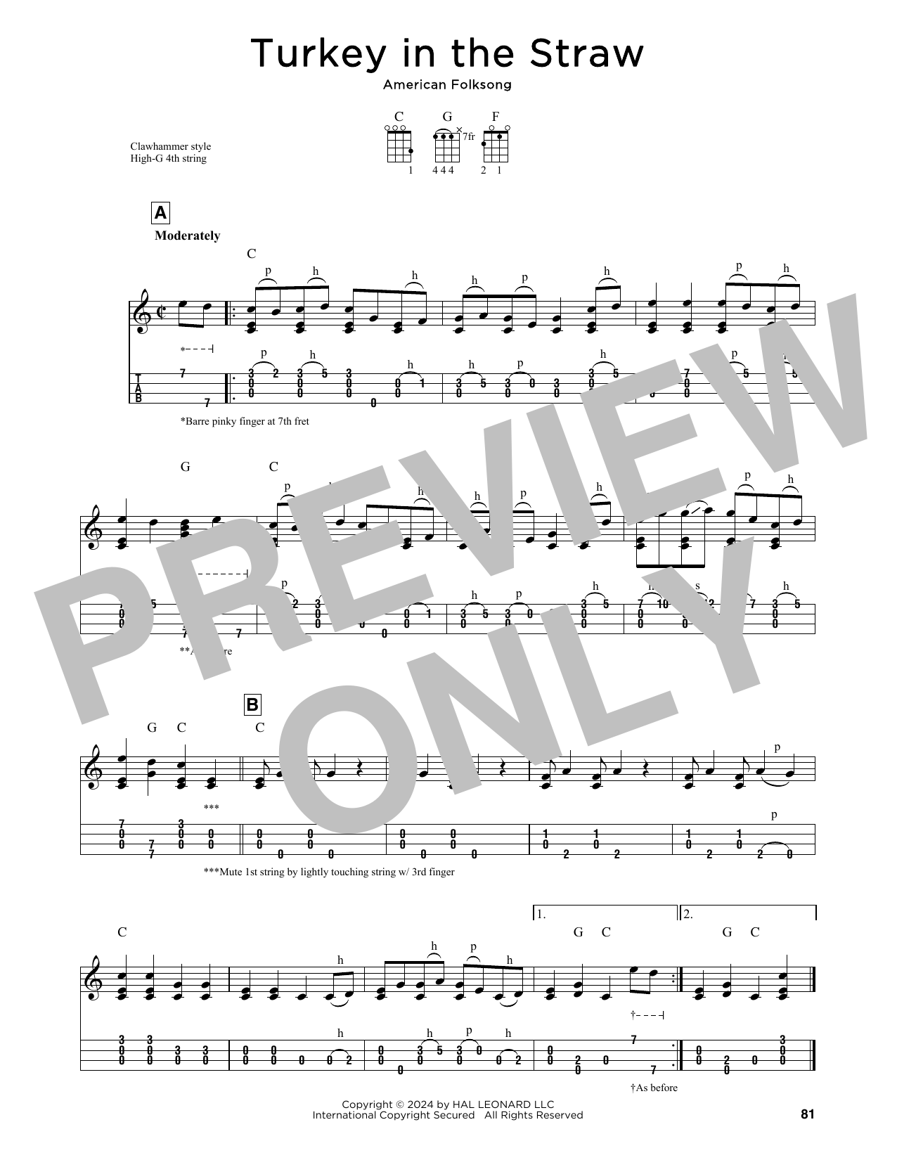 Product gallery: Page 1 of 1 Turkey In The Straw (arr. Jim Schustedt), American Folksong