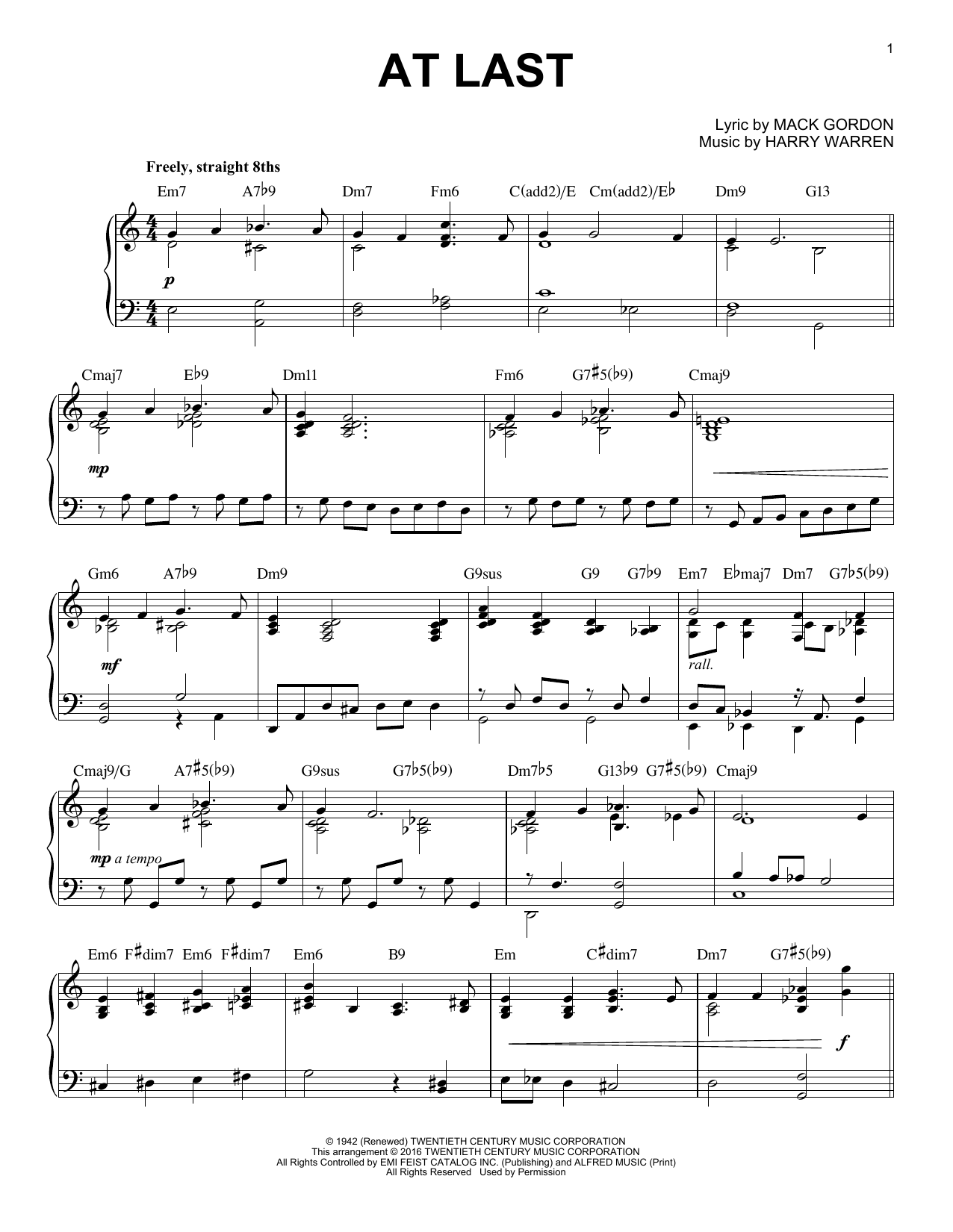 Product gallery: Page 1 of 1 At Last [Jazz version] (arr. Brent Edstrom), Etta James