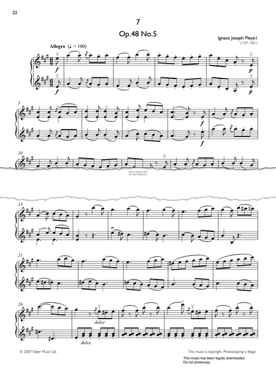 Product gallery: Page 1 of 1 Allegro, Op.48 No.5, Ignace Pleyel
