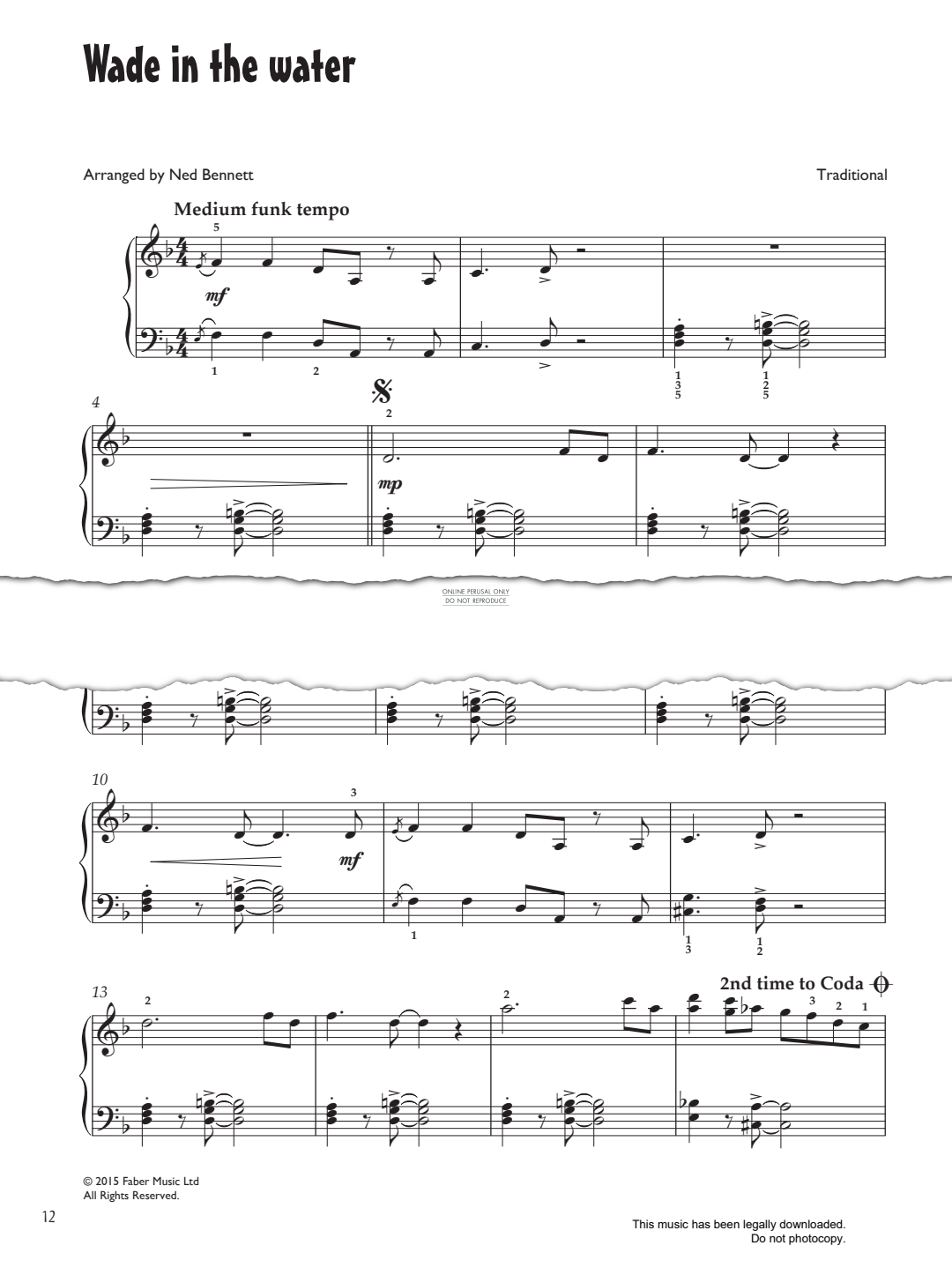 Produktgalerie: Seite 1 von 1 Wade In The Water, Traditional, Klavier
