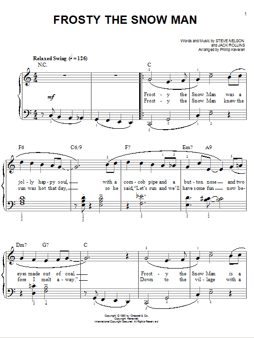 Product picture to: Frosty The Snow Man [Jazz version] (arr. Phillip Keveren)