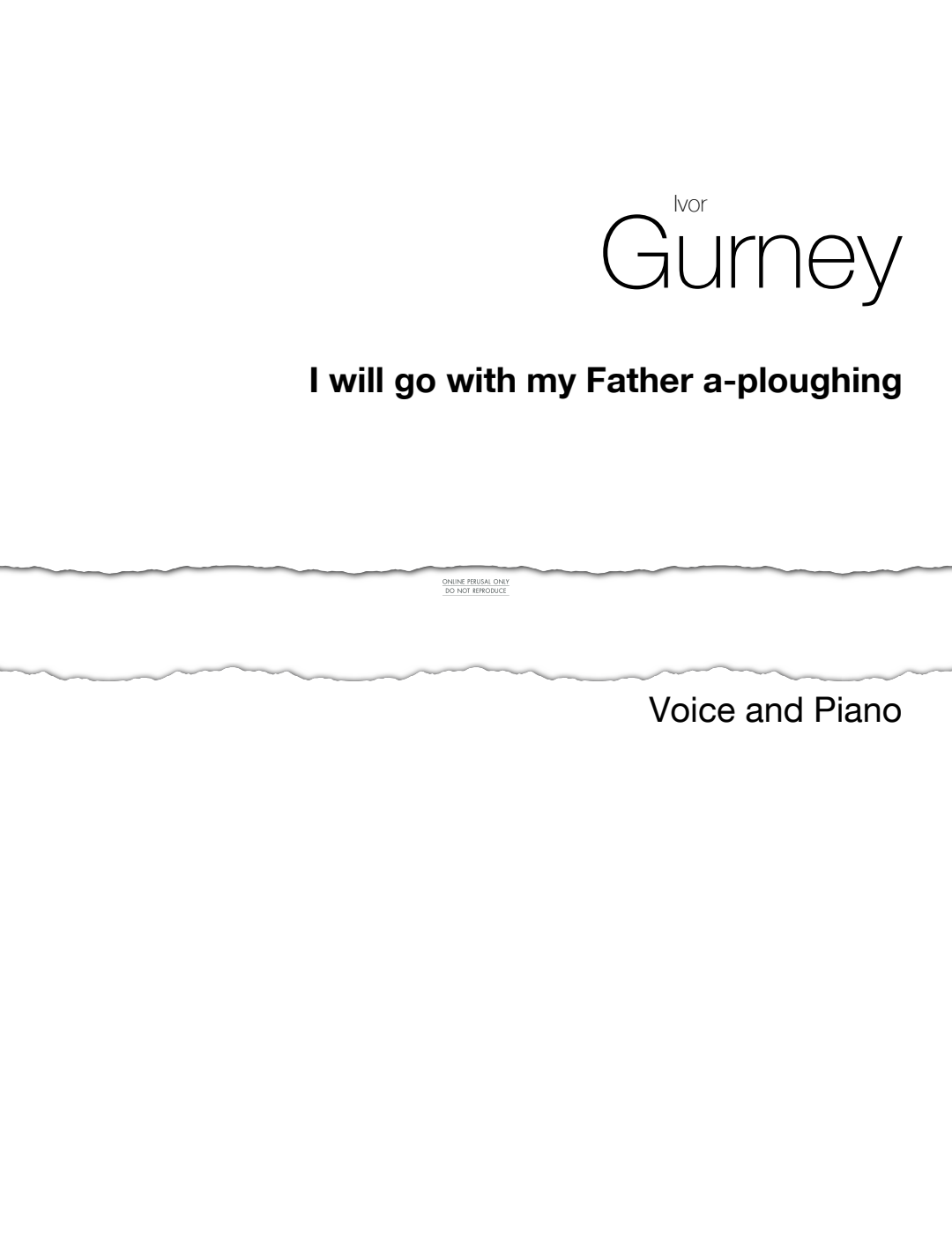 Produktgalerie: Seite 1 von 1 I Will Go With My Father A-Ploughing, Ivor Gurney, Gesang, Klavier