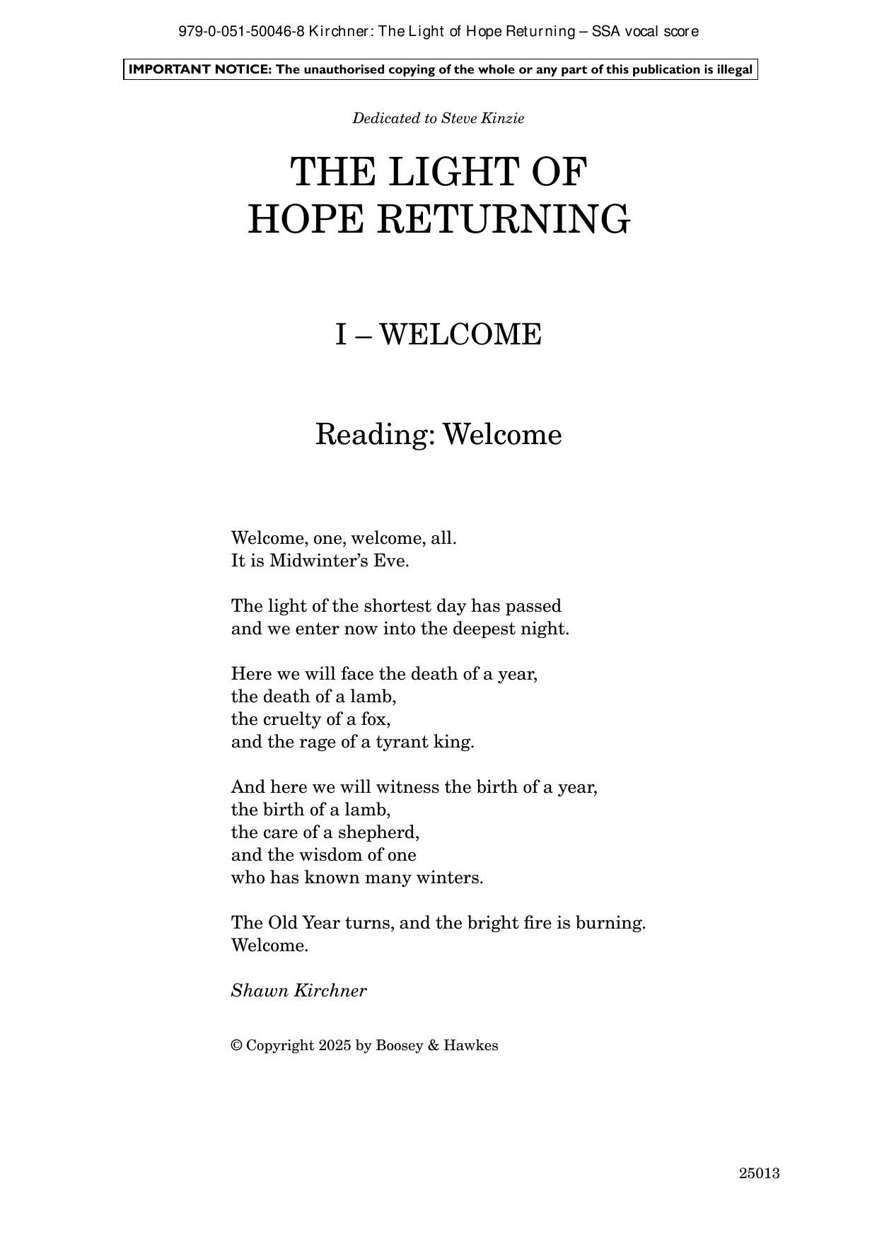 Produktgalerie: Seite 1 von 1 The Light Of Hope Returning, Shawn Kirchner, Chor