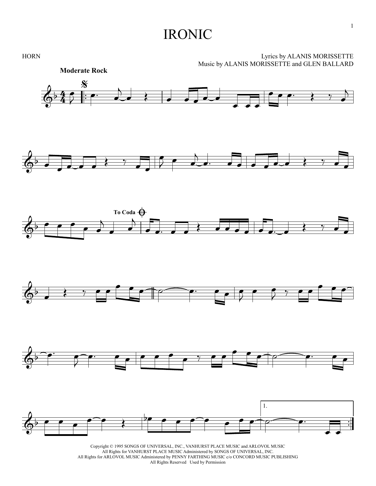 Produktgalerie: Seite 1 von 1 Ironic, Alanis Morissette, Horn