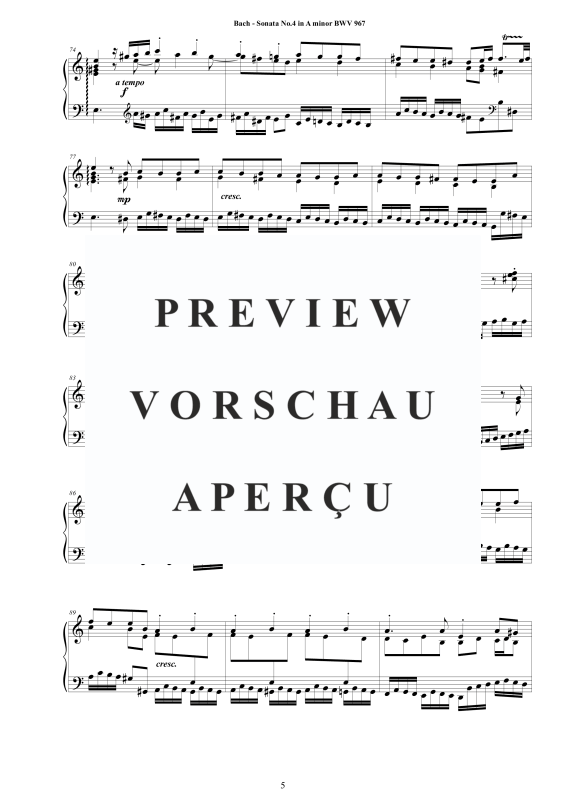 Produktgalerie: Seite 6 von 9 Sonate Nr. 4 in A-Moll BWV 967, , Cembalo/Klavier Solo