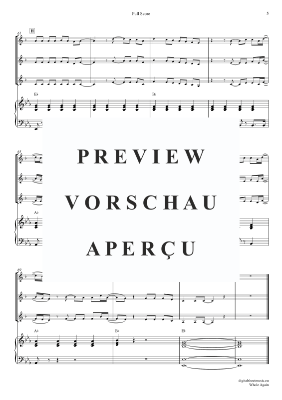 Produktgalerie: Seite 6 von 11 Whole Again, Atomic Kitten, (Trompeten Trio + Klavier)