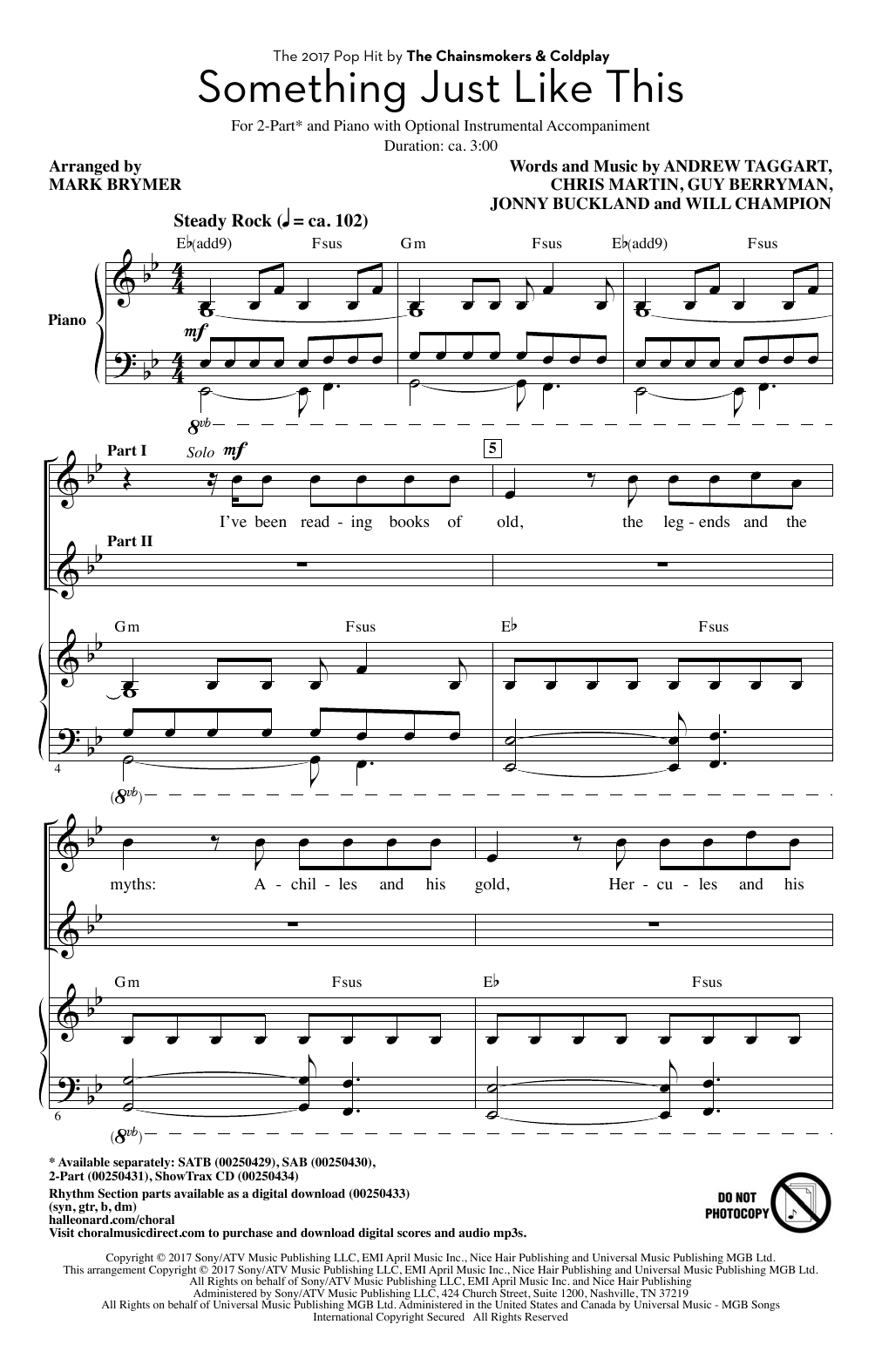 Produktgalerie: Seite 1 von 1 Something Just Like This (arr. Mark Brymer), The Chainsmokers & Coldplay, Chor
