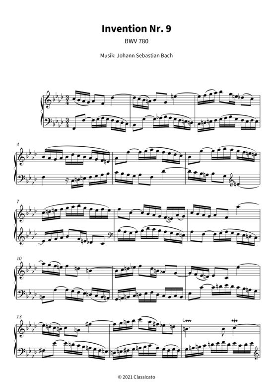 Produktbild zu: Invention Nr. 9 - BWV 780 Johann Sebastian Bach