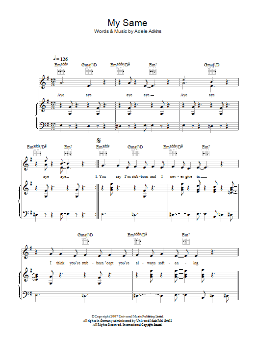 Produktgalerie: Seite 1 von 1 My Same, Adele, Gesang, Gitarre, Klavier