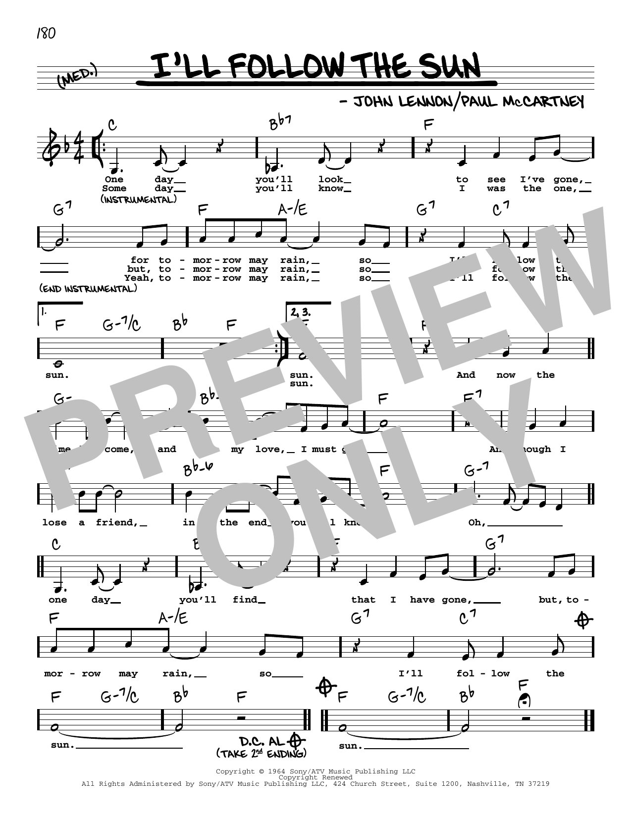 Product gallery: Page 1 of 1 I'll Follow The Sun (Low Voice), The Beatles