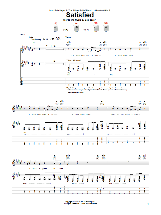 Produktgalerie: Seite 1 von 1 Satisfied, Bob Seger, Gitarre