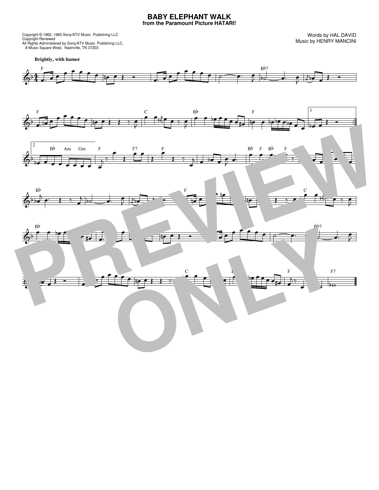 Product gallery: Page 1 of 1 Baby Elephant Walk, Henry Mancini