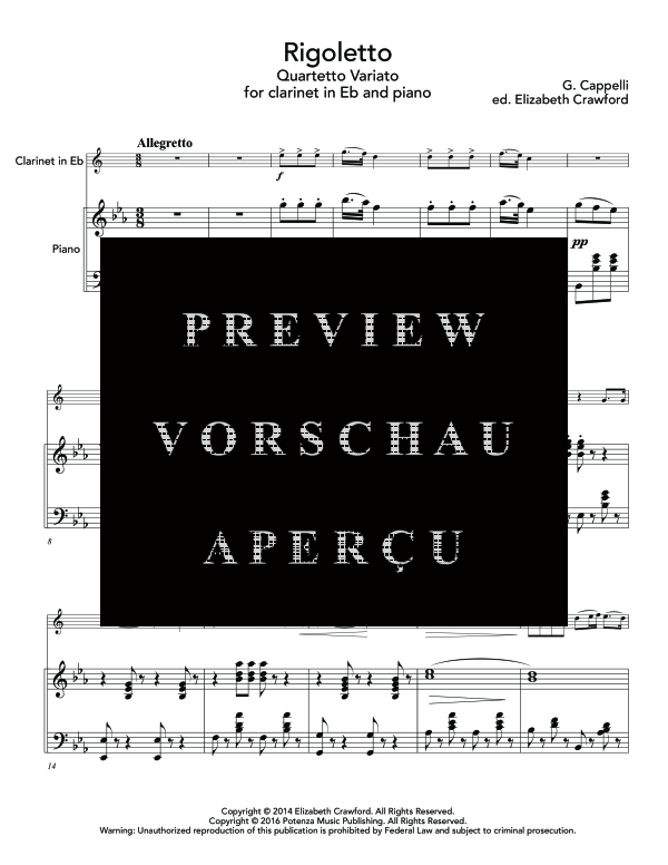 Product gallery: Page 7 of 11 Quartetto Variato on Rigoletto, , (clarinet in E flat and piano)