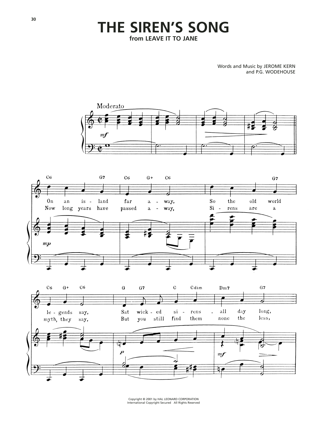 Produktgalerie: Seite 1 von 1 The Siren's Song, Jerome Kern, Gesang, Gitarre, Klavier